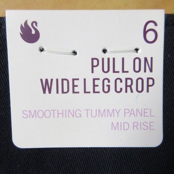 GLORIA VANDERBILT Wide Leg Tummy‎ Control Crop Pants Sz 6 Navy Blue Pull On NWT - Picture 6 of 13